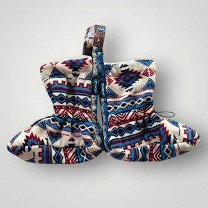 Kavu Blue & Red Aztec Cabin Toes Socks - Fleece Bootie Slippers